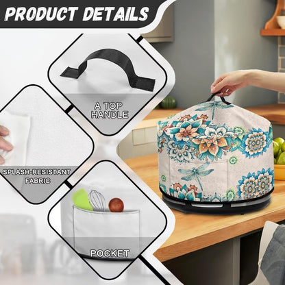 Mandala Dragonfly Slow Cooker Cover Compatible with 6-8 Quart Crock Pot, Washable Dustproof Appliance Cover