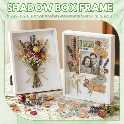 Tuanse 3 Pcs 11 x 14 inches Shadow Box Frame Deep Shadow Display Boxes Cases Picture Display Case for Wall and Tabletop DIY Craft Memorabilia Wedding Memories Tickets and Photos(White)