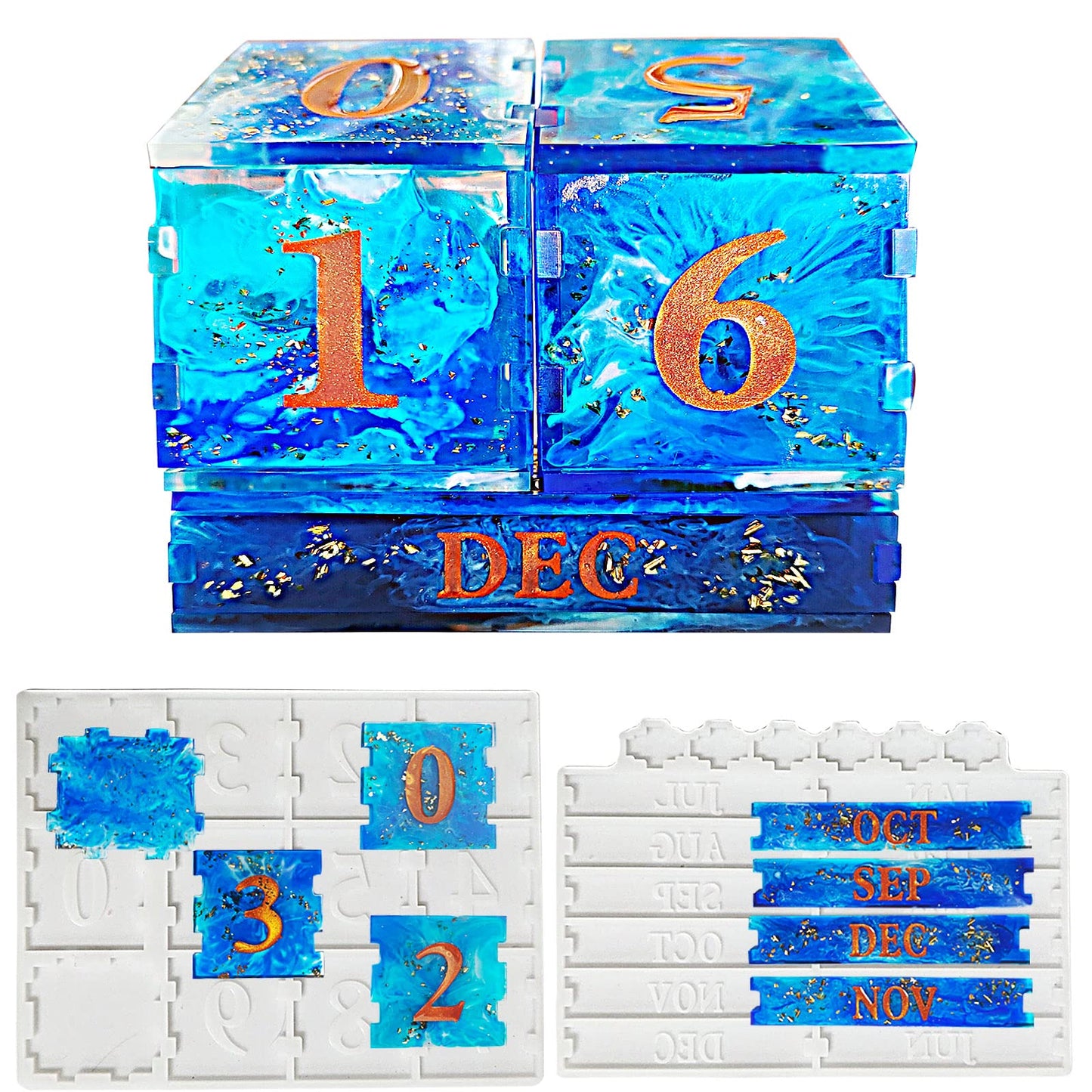 2 Pcs Homemade Calendar Silicone Molds for Resin Casting Perpetual Calendar Resin Molds Desk Calendar Epoxy Molds for DIY Resin Crafts Home Wall Decor,for Teachers, Farmhouse Office Birthday Present