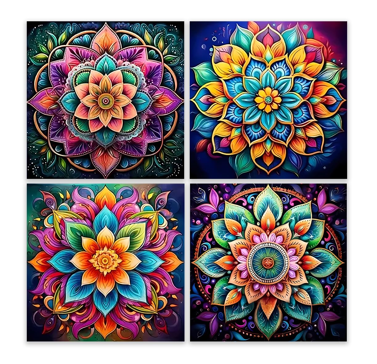 EIBEILI 4 Pack Diamond Art Kits for Adults - Mandala 5D Diamond Painting Kits for Beginner,DIY Gem Art Full Drill Diamond Dots Crystal Craft Kits for Gift Home Wall Decor 12x12inch