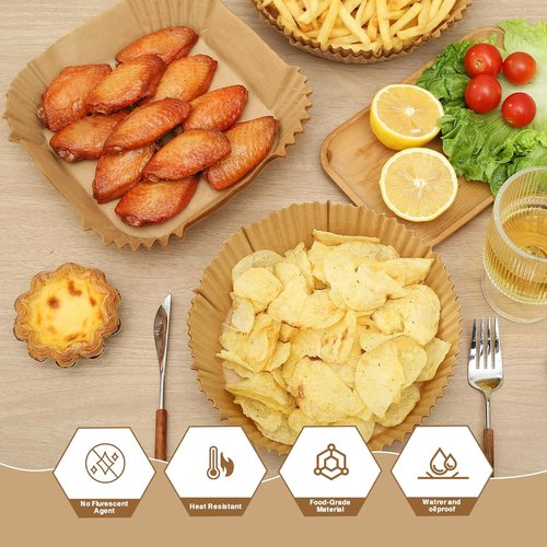 Air Fryer Liners - 100PCS Non-Stick Parchment Paper for 3-5QT Air Fryers | Easy Cleanup (Round, 6.5IN)