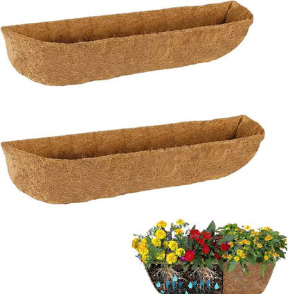 Coco Liner | Pre-Formed Replacement for Planters, Window Boxes & Fence Flower Baskets - 24in, 2pcs