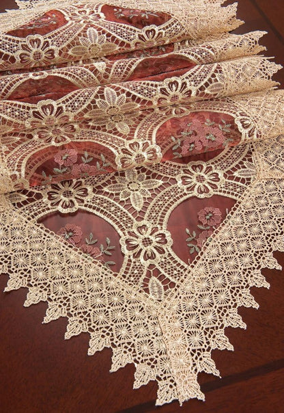 Simhomsen Burgundy Lace Table Runner, 16 × 108 Inch Long
