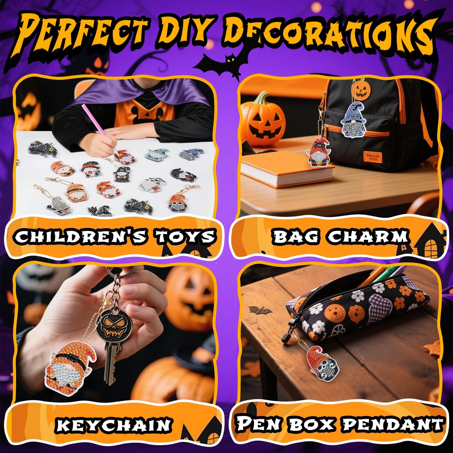 Halloween Diamond Painting Advent Calendar 2026, Unique Gnomes Advent Calendar 24 Days, DIY Crafts Diamond Art Calendar, Keychains, Trick or Treat, Surprise Halloween Gifts for Girls, Kids, Women, Adult (Purple Box)