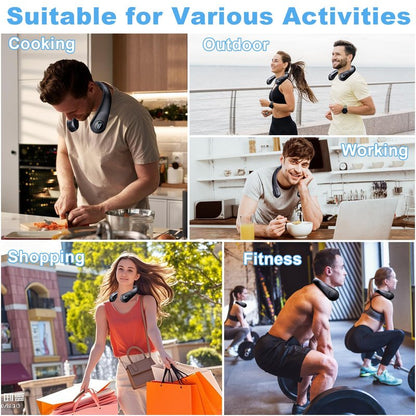 Portable Neck Fan that Blow Cold Air, LED Display, Rechargeable Hands-Free Wearable Cooling Personal Fan, 5 Speed, Neck Support, Bladeless Neck Air Conditioner, Gifts for Women/Men, Hot Flashes