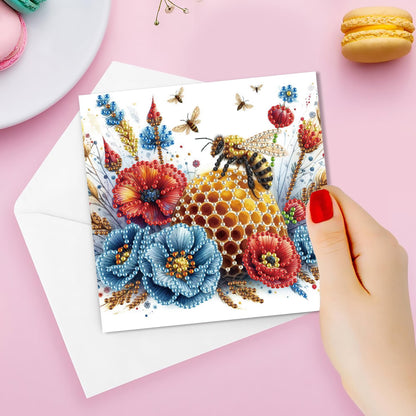 DIZAKIM 6 Pieces Christmas Theme Design Diamond Painting Greeting Card Set, DIY 5D Unique Rhinestone Art Embellishment Mosaic Christmas Greeting Card Crafts, Mosaic Handmade Creative Postcards (#10)