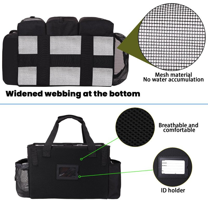 Timoxi Large Wearable Cleaning Caddy Bag with Detachable Divider, Cleaning Organizer with Handles, Cleaning Supply Tote with Adjustable Shoulder Strap&Waist Belt for Cleaners & Housekeeper (Black)