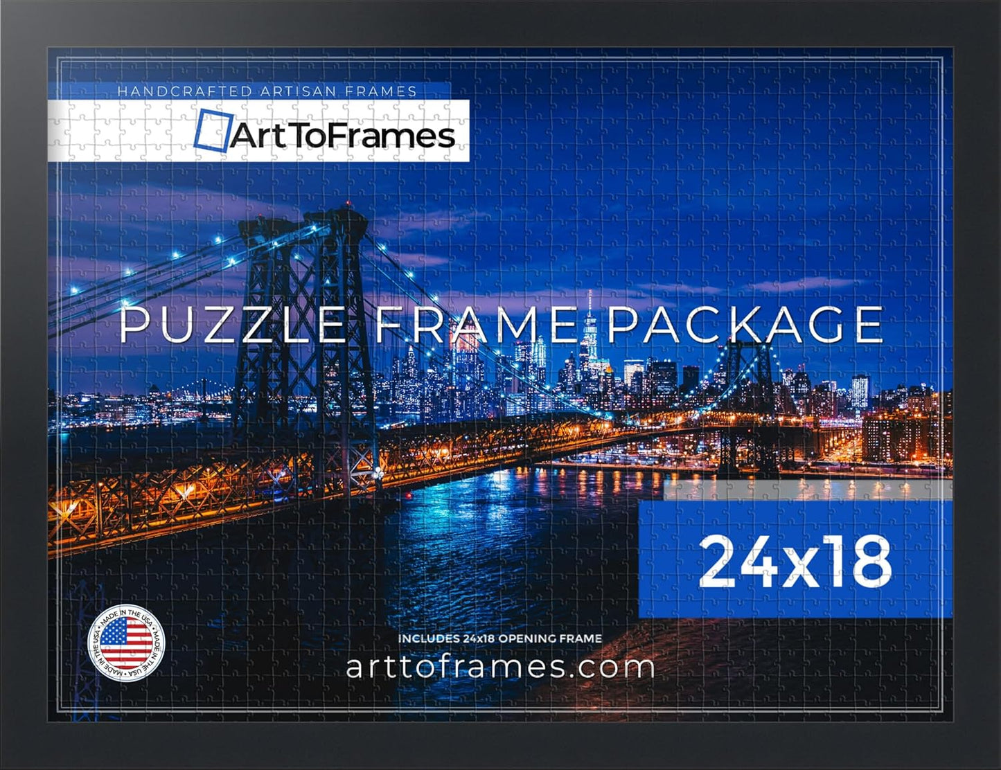 24x18 INCH/61x46 CM 300 1.25 Inch (PuzzleFRBW72079-24x18) ArtToFrames Black Frame for Piece Puzzles.This Custom MDF