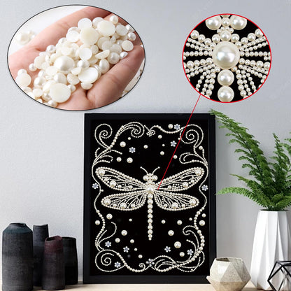 WSLWXSHM Pearl Diamond Painting Kits for Adults Dragonfly, 5D Special Shape Diamond Art Kits for Beginners, Crystal Rhinestones Diamond Painting for Home Wall Decoration Gift 12×16inch/30×40cm, Animal