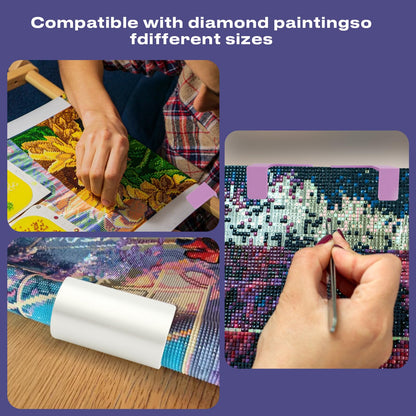 Diamond Painting Canvas Roll Holder, Adjustable Diamond Art Canvas Holder Table Clamp, Smooth Diamond Painting Roller Tool with Anti-Slip Rubber Pads for Workspace Organization, Purple