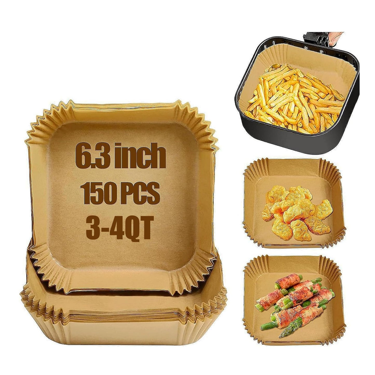Small Air Fryer Liners Disposable Compatible with COSORI 2.1 Qt Air Fryer, 130 PCS Mini Air Fryer Liners Parchment Paper Baking Sheet for COSORI 2.1 Qt Accessories