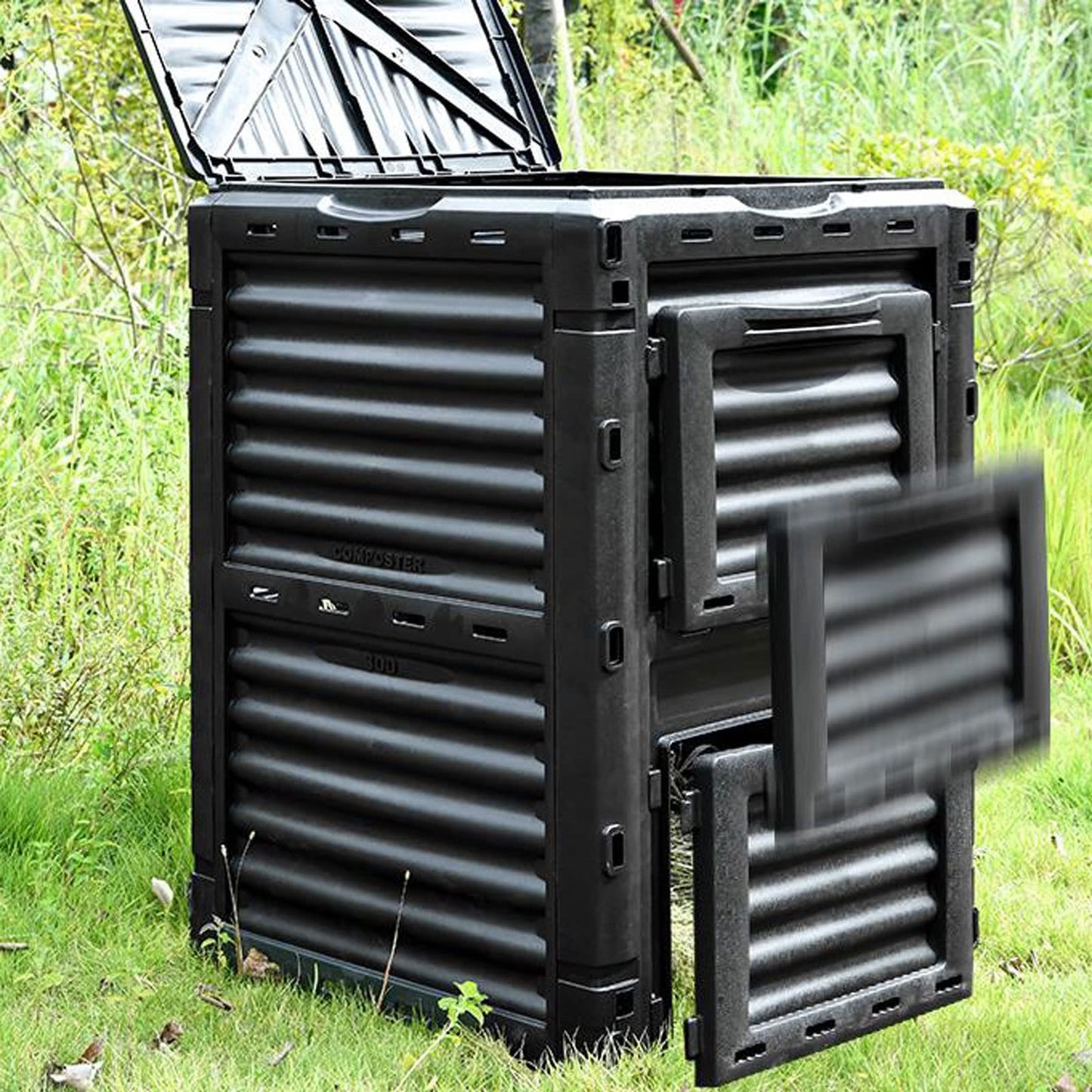 Kitchen Compost Bin, Garden Compost Bin from BPA Free Material -80 Gallon(300 L) Large Compost Bin Aerating Outdoor Compost Box Easy Assembling, Lightweight, Fast Creation of Fertile Soil ,Indoor Comp