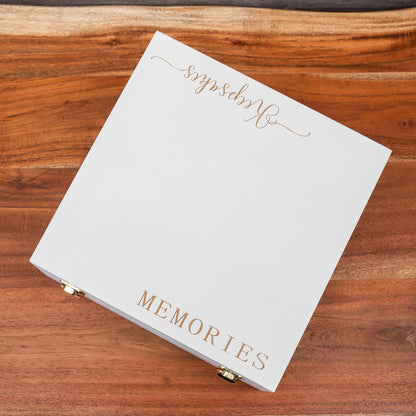 Keepsake Box for Memories, Large White Wooden Storage Box