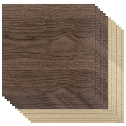 Boao 12 Pcs Real Wood Veneer Sheets 12" x 12" Wood Veneer Laminate Sheets for Jewelry Boxes, Door Panels, Marquetry(Cherry,Walnut)