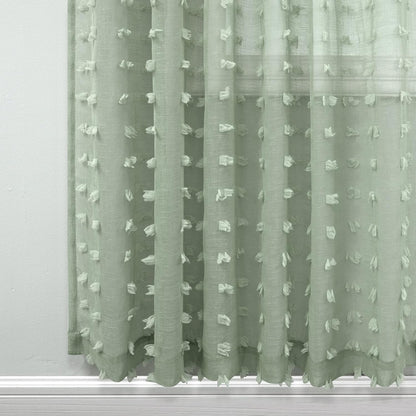 2 84 Inches Pocket,52x84 KOUFALL Panels Boho Curtains Long for Living Room Bedroom Sage Green Decor Pom Pom Design
