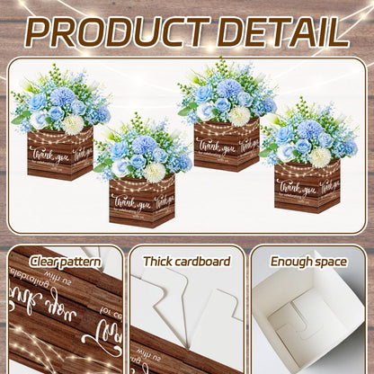 Cinrobiye 24 Pcs Rustic Wedding Table Centerpiece Boxes, 4.7‘’ Thank You Gift Paper Boxes for Engagement, Bridal Shower, Birthday Party Favors