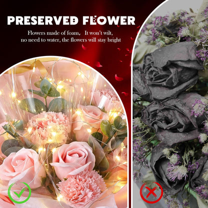 Thiccywoov Mother's Day Flower Bouquet Kit for Her 2026 DIY Artificial Flower Bouquets Rose Bouquet Gift with Bag for Birthday, Anniversary Present for Wife Grandma
