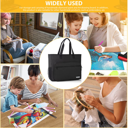 TORIBIO Diamond Painting Storage Bag for A3 Light Pad,Diamond Painting Carrying Case,with Extra Pocket for Diamond Art Supplies,Black,Bag Only
