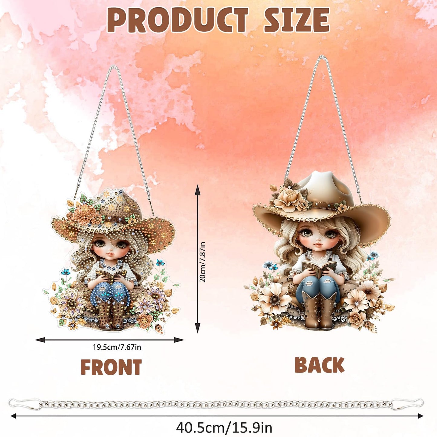 DOMROM Cowgirl Diamond Art Hanging Kits for Adults Beginners, Special Shaped Crystal Diamond Painting Cowgirl Pendant, DIY Diamond Art Suncatchers for Home Garden Wall Decor Gift