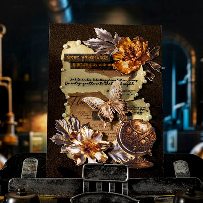Moriquill 120PCS Steampunk Vintage Stickers – Die-Cut Antique Gears, Bulbs & Butterflies with No-White Edge Cardstock for Scrapbooking, Journaling and DIY Crafts