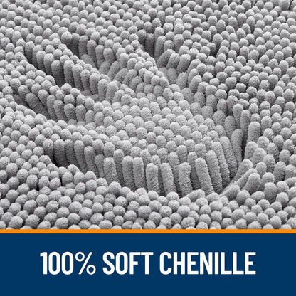 OLANLY Bathroom Runner Rugs - Extra Soft Chenille Bath Mats | 70x24, Quick Dry & Machine Washable, Grey