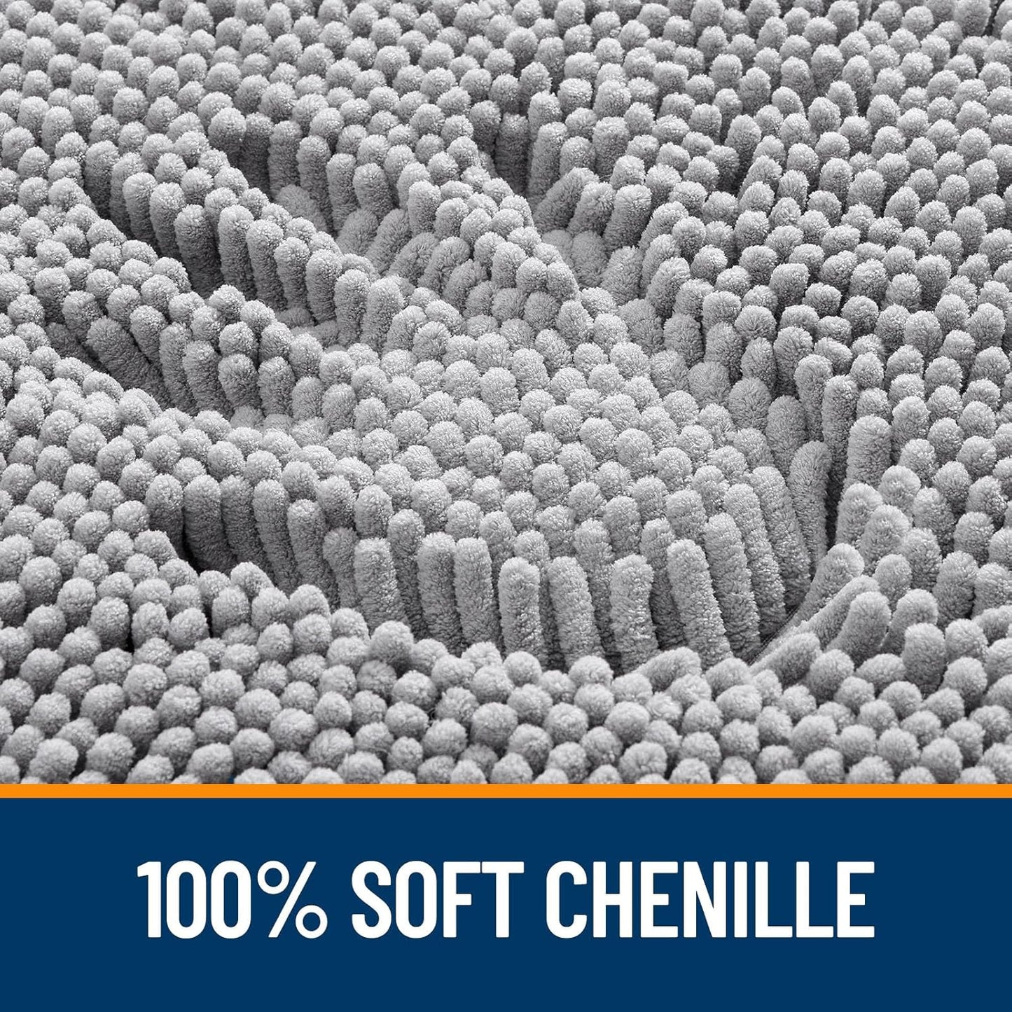 OLANLY Bath Rugs - Extra Soft Chenille with Quick-Dry Rubber Backing | 35x24 Inches, Grey