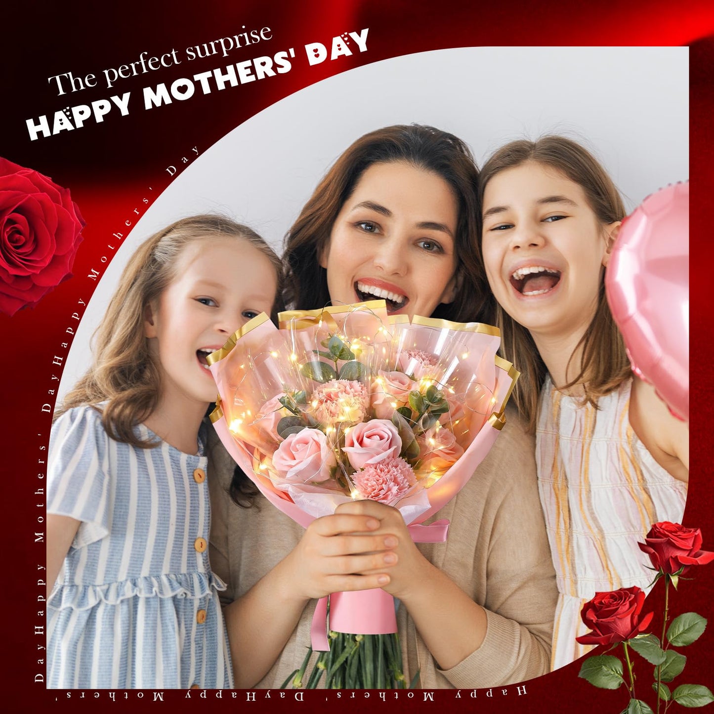 Thiccywoov Mother's Day Flower Bouquet Kit for Her 2026 DIY Artificial Flower Bouquets Rose Bouquet Gift with Bag for Birthday, Anniversary Present for Wife Grandma