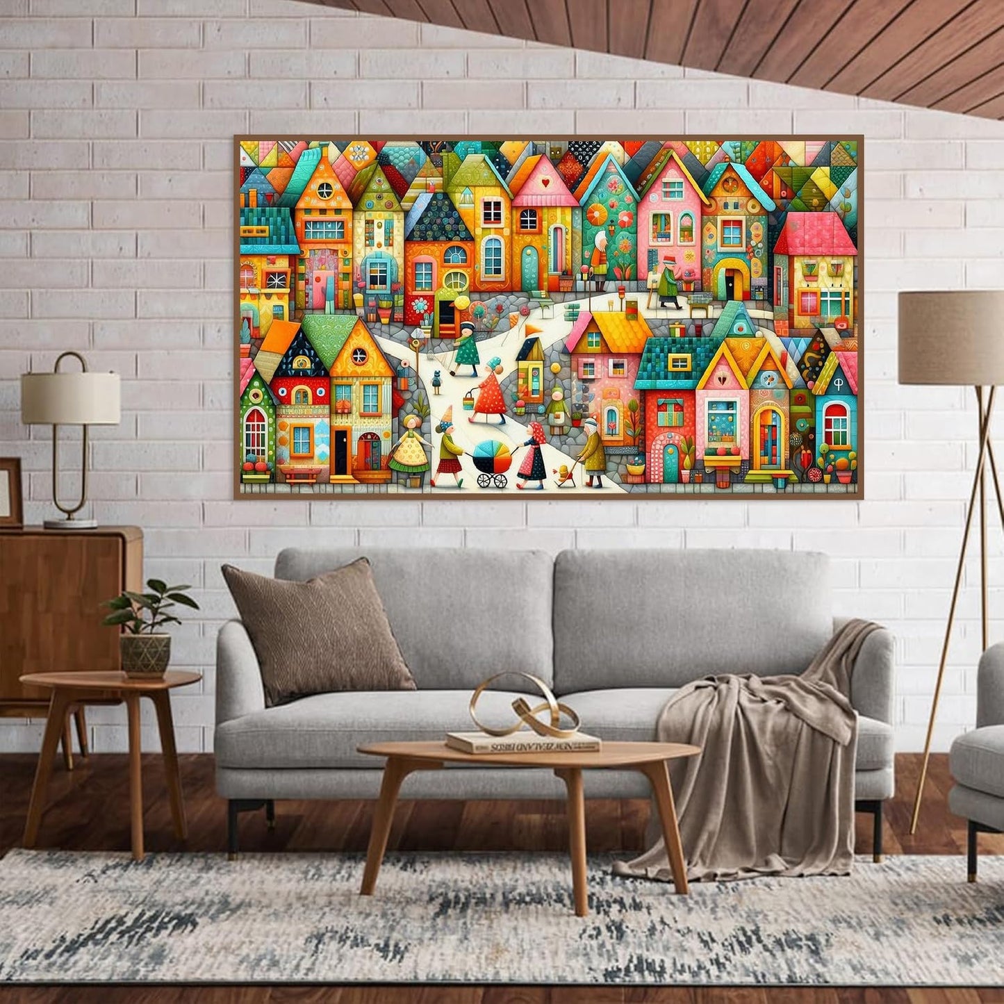 COHAYISY 5D Diamond Art Painting European Town Kit - DIY Paint with Diamond Art Abstract Round Full Drill Craft, Home Decor Embroidery Set with Canvas, Tools, Sparkling Diamonds 15.7x27.5 inch
