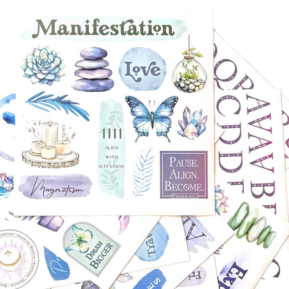 Vision Board Stickers for Manifestation - 175+ Vinyl Watercolor Decals for Manifestation to Personalize Journals, Planners, Water Bottles, and Laptops.