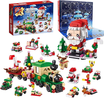 2025 6 1 12 Countdown Christmas Advent Calendar, IN Santa Claus Train Building Blocks, Days Calendar Toy for Kids
