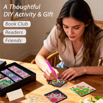 Diamond Painting Bookmark Bead Art Leather Book Mark Craft Making Kit for Adults Night Rhinestone Craft Party DIY Bedazzling Art Bookmark Paint by Gem Dots Crafts Mother’s Day Women Gift (Black Heart)