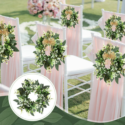 4 Pcs Eucalyptus Candle Ring 4 Inch Center Mini Kitchen Cabinet Wreaths Artificial Small Green Leaves Wreaths Garland Pillar Holder for Home Door Window Farmhouse Wedding Party Table Centerpiece Decor
