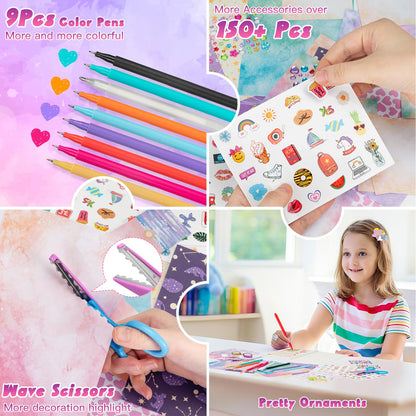 QIYVLOS 2 Pack DIY Journal Kit for Girls, Journaling Diary Toys for Ages 8-13, Arts and Crafts Birthday Stationery Set Gifts for Teen Girls Ages 8 9 10 11 12 13 14 Year Old