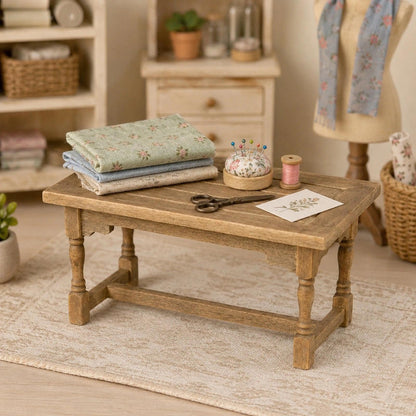 LOGOFUN Dolls House Miniature Wood Table Mini Wooden Table Model 1:12 Scale Tiny Dining Table for Doll House Kitchen Accessories