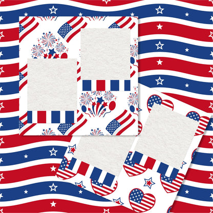 Whaline 40 Sheets Patriotic Pattern Paper Star Fireworks Stripe Scrapbook Specialty Paper 4th of July Double Sided Craft Papers For Independence Day DIY Card Making Photo Album Decor, 5.9 x 5.9 Inch