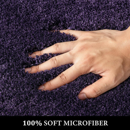 MIULEE U Shaped Toilet Rug for Bathroom - Soft Microfiber Contour Bath Rugs, Non-Slip Rubber Back, Dark Purple