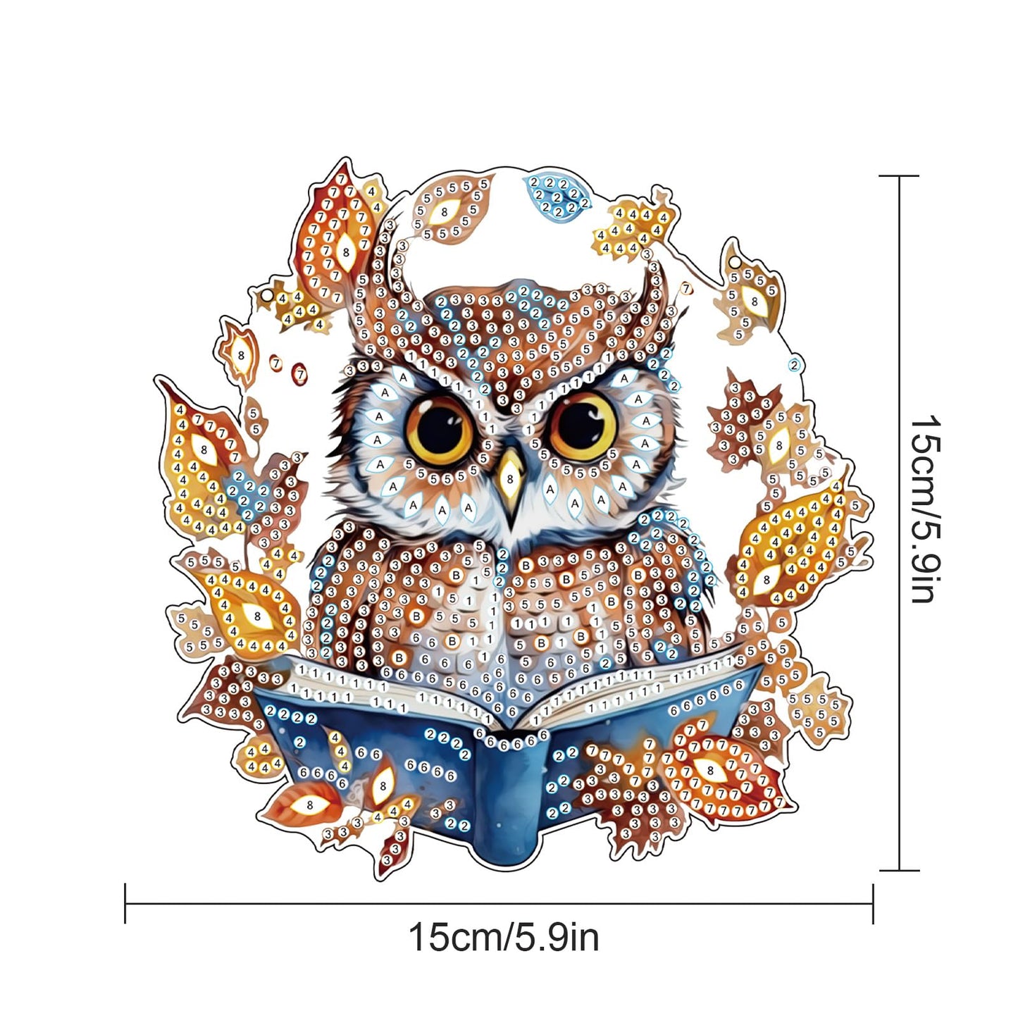 AiYuanzsh Owl Diamond Painting Hanging Kit, 5D DIY Acrylic Special Shaped Rhinestone Diamond Art Pendant Ornament with Leaf Wreath for Wall, Door, or Garden Decor, Birthday & Holiday Gift for Adults