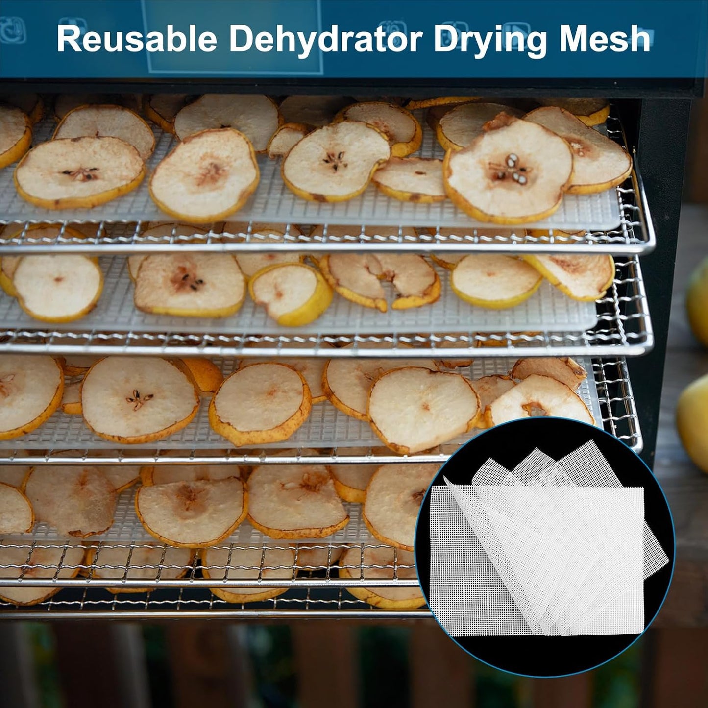 uxcell 13 x 20.9" Silicone Dehydrator Sheets, 5 Pcs Non-Stick Reusable Drying Mesh for Food Dehydrator, White