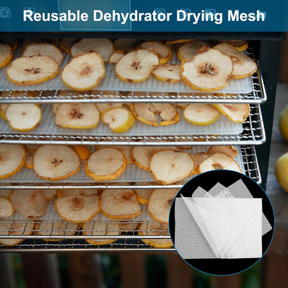 uxcell 11.2 x 7.9" White Silicone Dehydrator Sheets, 9 Pcs Non-Stick Reusable Fruit Dryer Mat for Food Dehydrator