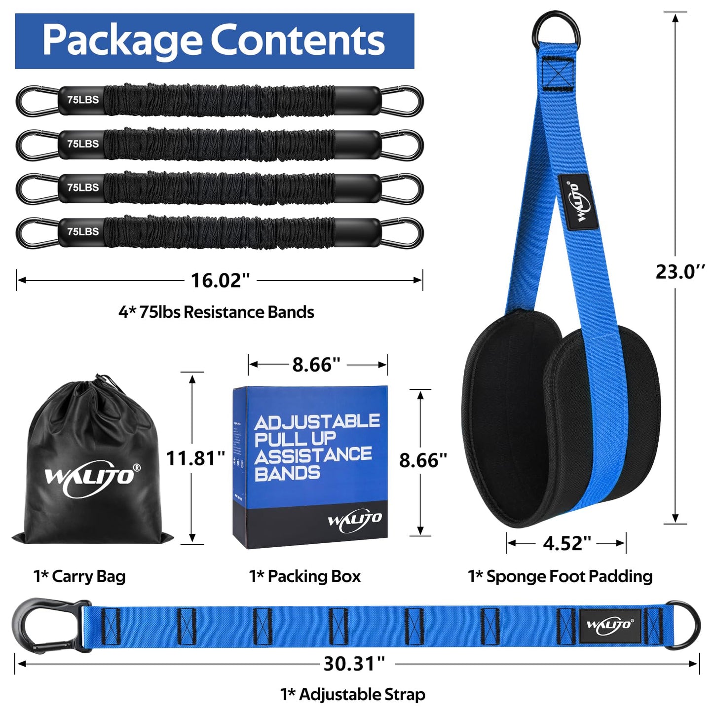 Pull Up Assistance Bands, Heavy Duty Resistance Bands for Pull Up Bar, Pull Up Assist Band with Feet Rest, Pull Up Assist Band Strength Training Workout Equipment, Height Adjustable