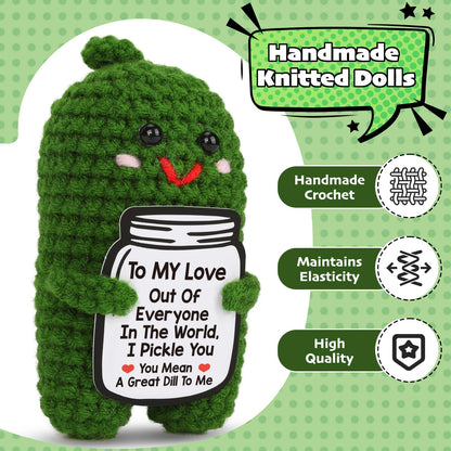 I Love You Gifts for Her, Him, Wife, Husband, Couple, Romantic Gifts for Boyfriend Girlfriend, Anniversary Perfect Gifts for Women Men, Handmade Crochet Pickle