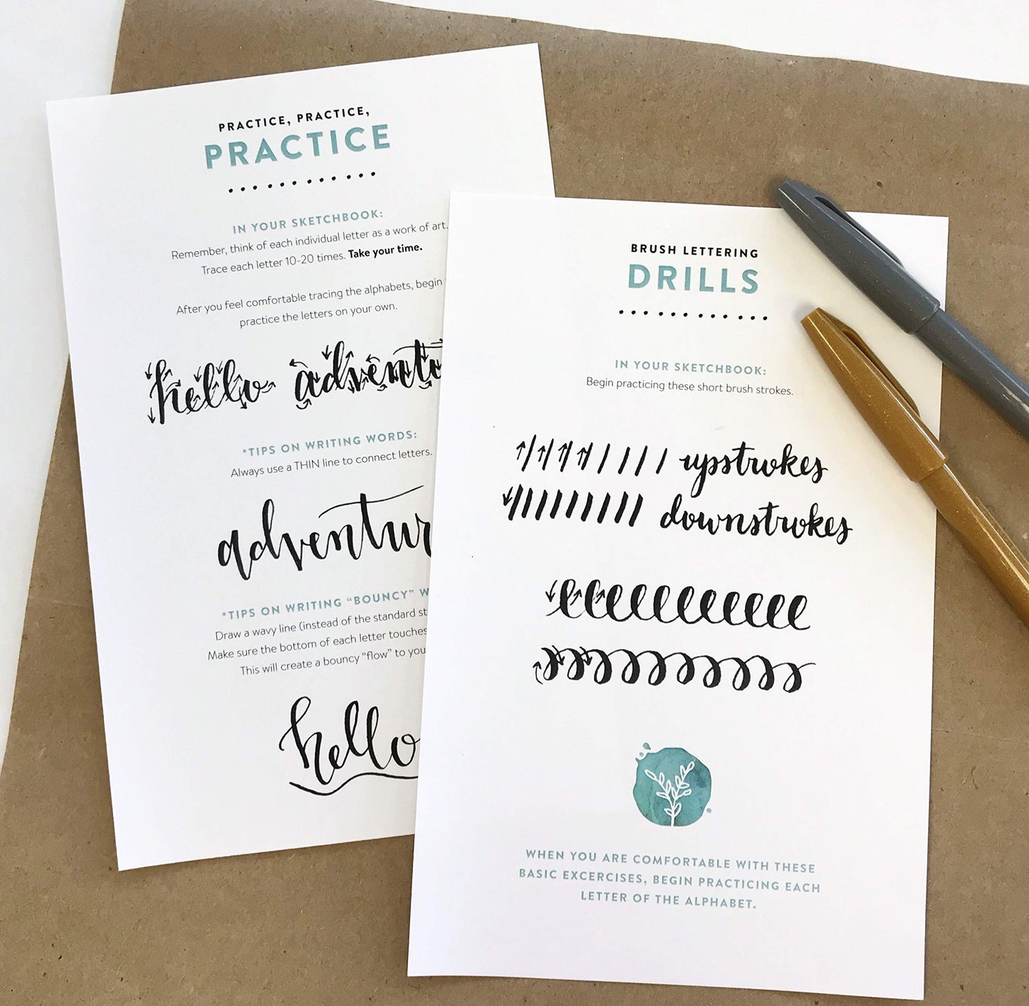 Brush Lettering Kit - DIY Brush Lettering Starter Set by Wildflower Art Studio