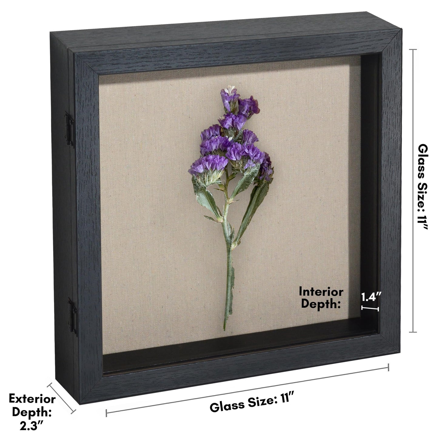 Americanflat Front Opening 11x11 Shadow Box Frame with Shatter-Resistant Glass - Silhouette Collection - Shadow Box Display Case for Tabletop and Wall Display - Black