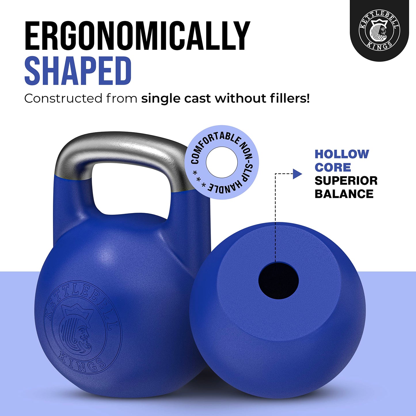 Kettlebell Kings Competition Kettlebells Weight (35mm handle) 8-48 KG | Hand weights Workout Gym Equipment & Strength training sets for Women & Men for Home Gym | Suitable for High Repetition Workouts