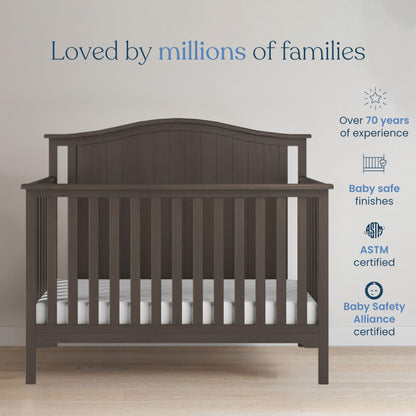 Child Craft Hampton Arch 4-in-1 Convertible Crib, Baby Crib Converts to Day Bed, Toddler Bed and Full Size Bed, 3 Adjustable Mattress Positions, Non-Toxic, Baby Safe Finish (Dapper Gray)