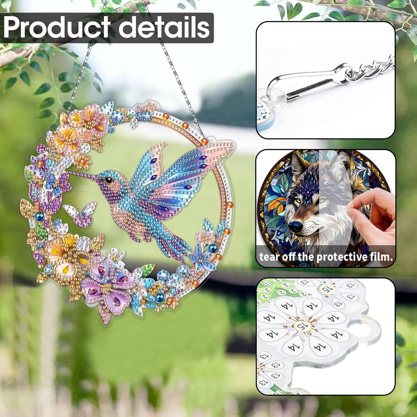 SKRYUIE Bird Hanging Diamond Art Kits for Adults Pendant Suncatcher, Special Shaped Crystal DIY Pearl Diamond Painting Kit, Gift for Mother Spring Summer Window Wreath Decor 7.6 x 7.3 Inch