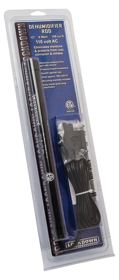 Lockdown 12' Dehumidifier Rod with Low Profile Design and Easy Installation for Gun Vault Humidity Control and Rust Prevention