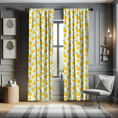 Ambesonne Lemons Window Curtains, Modern Summer Citrus Fruits Illustration, 2-Panel Set, 28" x 84", Lime Green