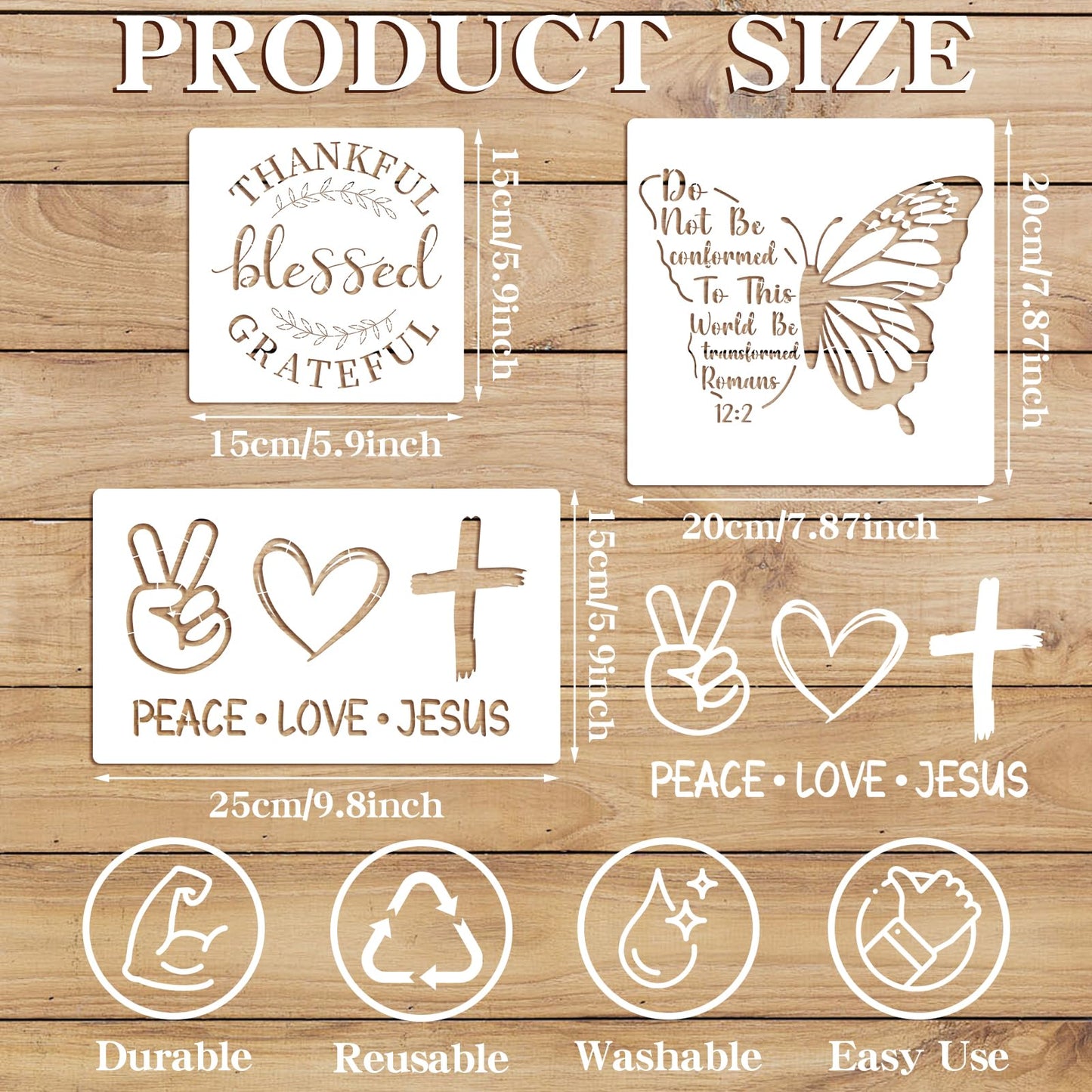 ZCPTZ 21 Pcs Christian Stencils for Painting Reusable Bible Cross Faith Stencils Crafts for DIY Drawing, Walls, Wood Signs, Window, Fabric Home Decorations