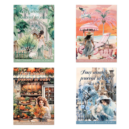 Auguro 4 Books for Seasons Stickers for Scrapbooking 480 Pre-Cut Pet Transparent Stickers for journaling Spring Summer Fall and Winter Sticker